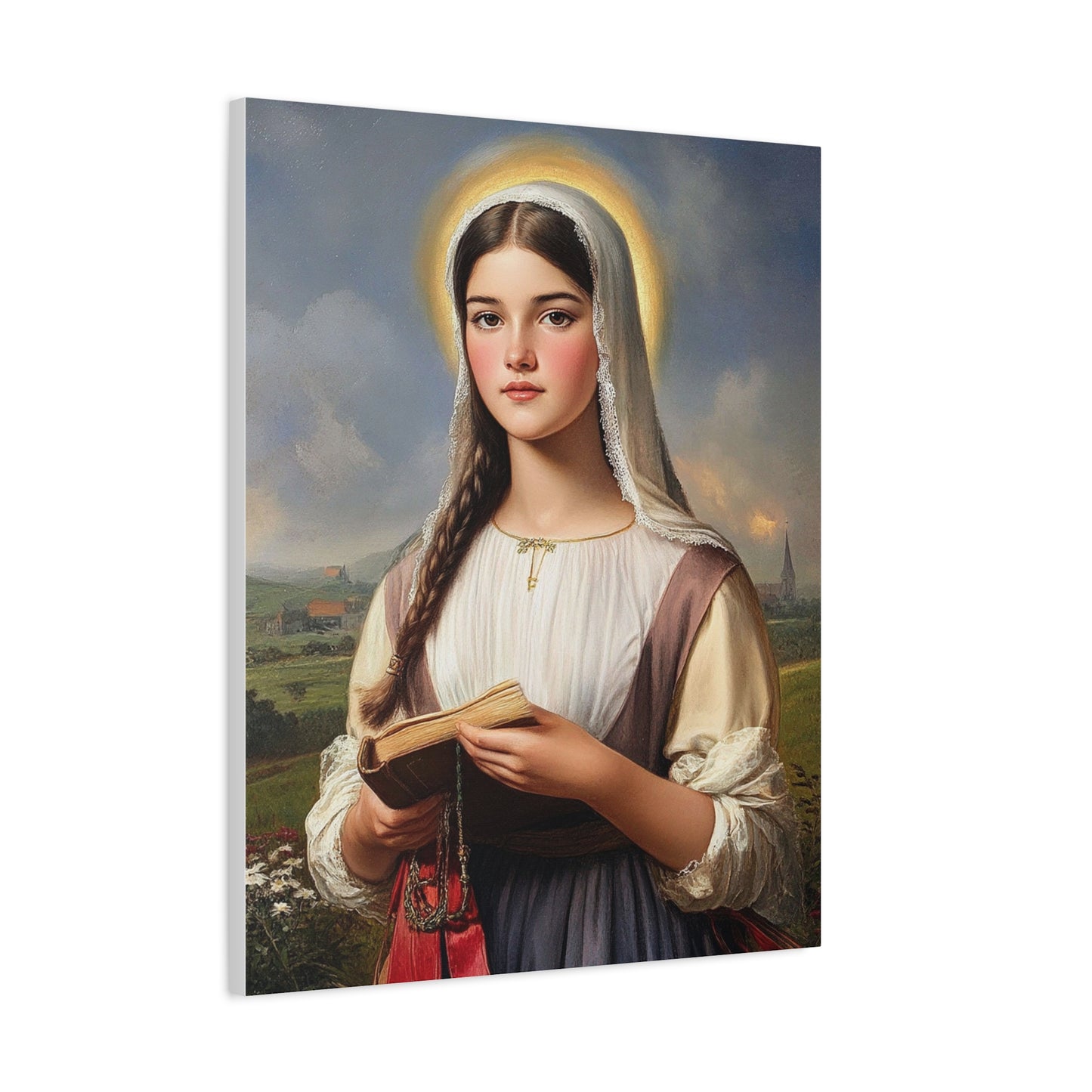 St. Genevieve Catholic Canvas Wall Art, Christian Decor