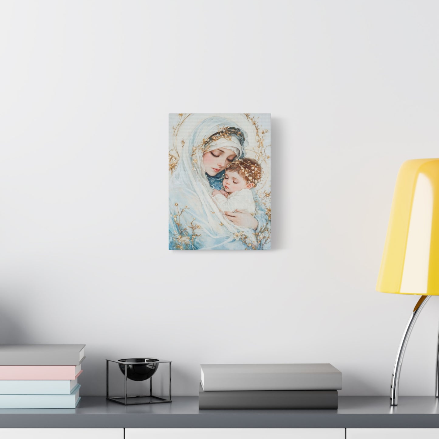 Holy Mother with Baby Jesus Catholic Canvas Wall Art, Christian Decor