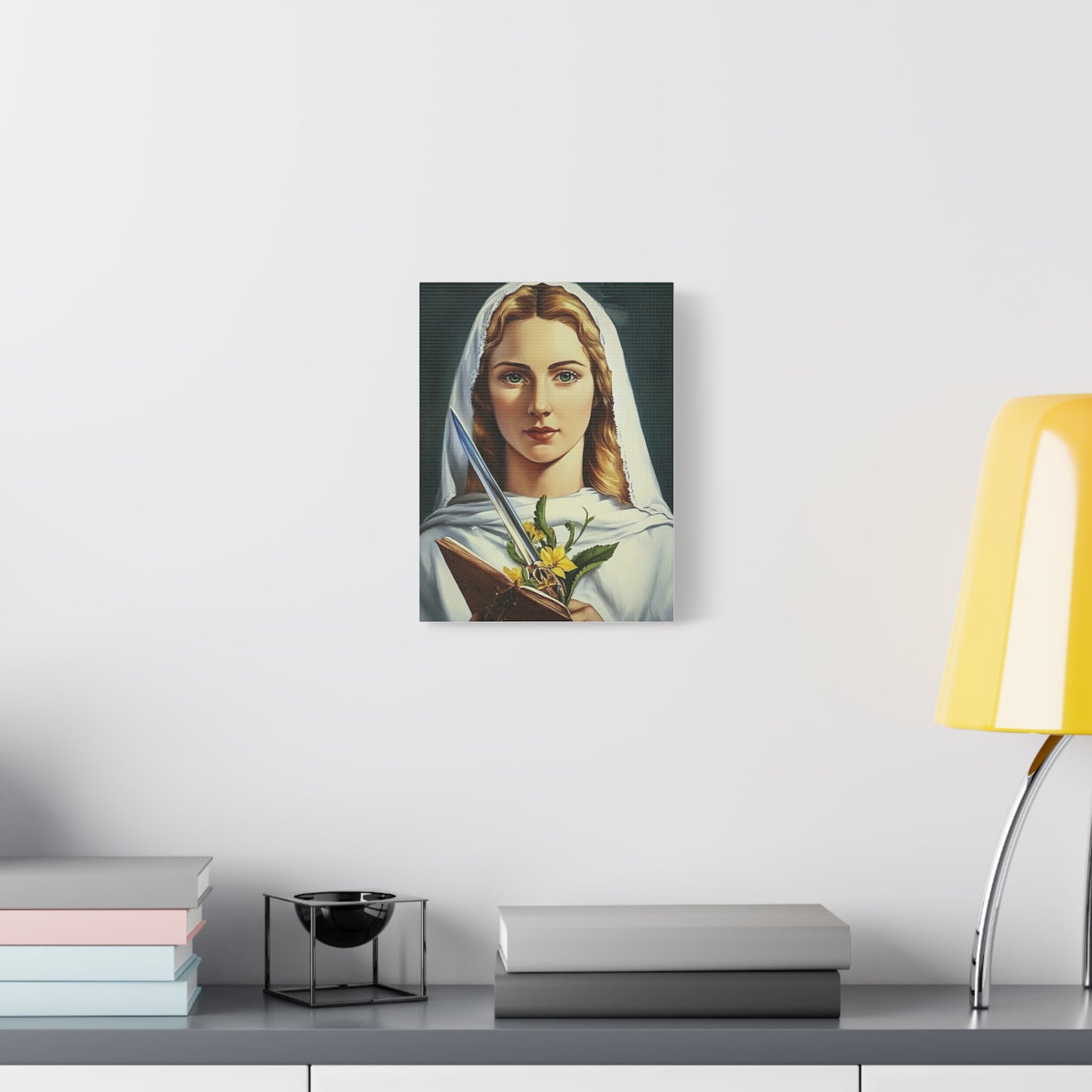 St. Dymphna Catholic Canvas Wall Art, Christian Decor