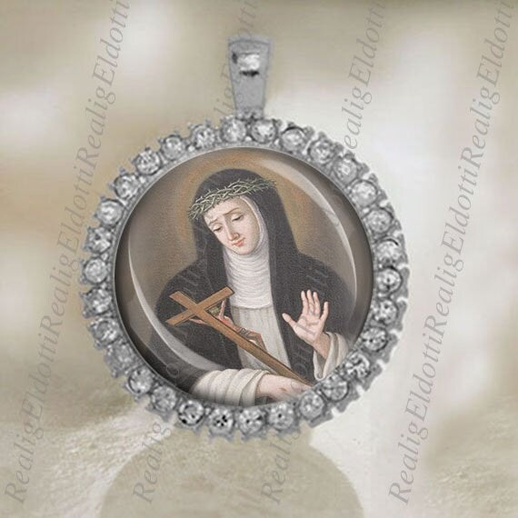 St Angela of Foligno Medal Christian Catholic Silver Tone Religious Jewelry