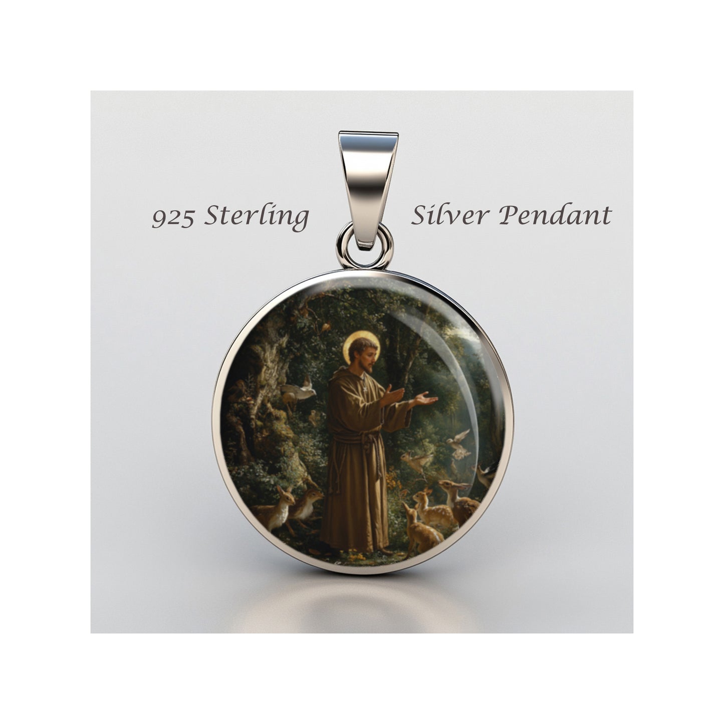 Saint Francis Of Assisi Catholic sterling silver 925 Christian Medal Patron image 0
