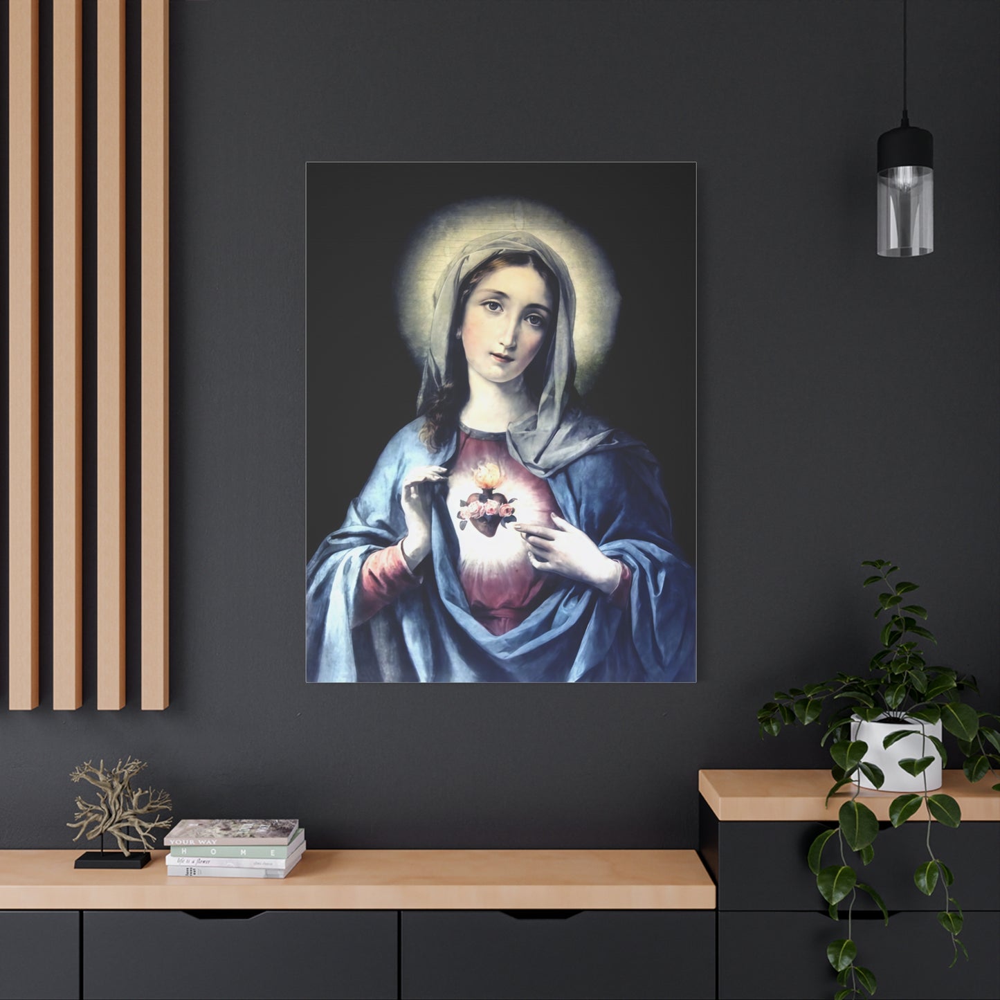 Ready to Hang - Immaculate Heart Virgin Mary Catholic Canvas Wall Art, Christian Decor