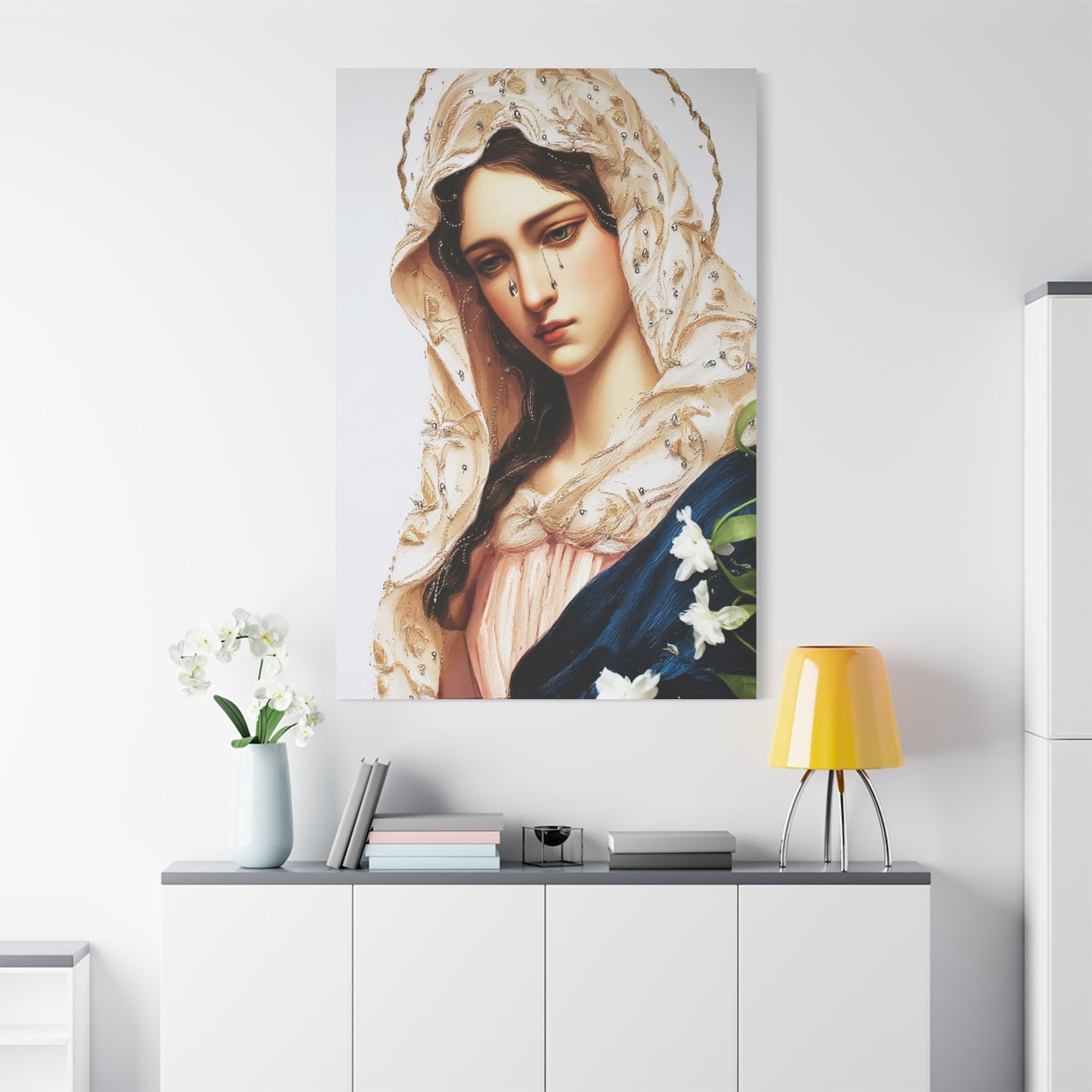 Ready to Hang - Our Lady Tears Catholic Canvas Wall Art, Christian Decor
