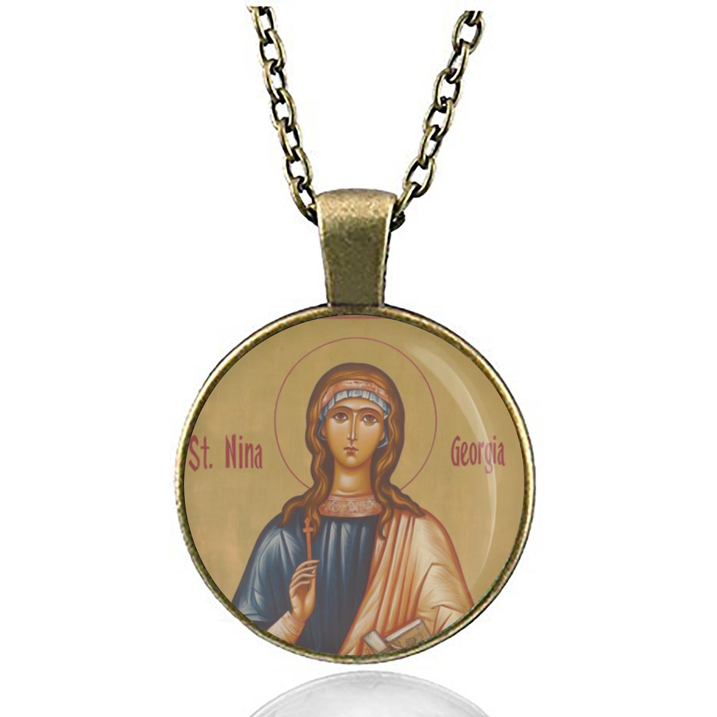 St Nino Nina of Georgia Necklace Religious Christian Medal Pendant