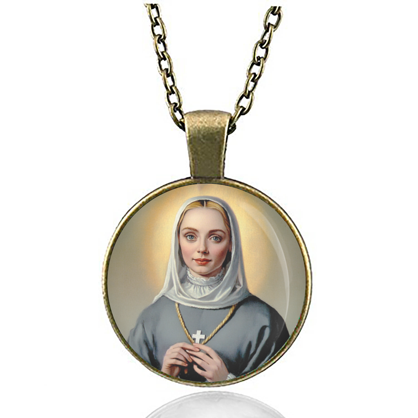 St. Virginia Bracelli Necklace Catholic Saint Pendant Medal image 4