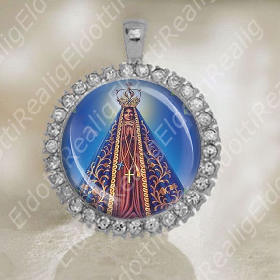 Blessed Virgin Mary Our Lady of Aparecida Patroness of Brazil. Catholic Medal. Religious Jewelry
