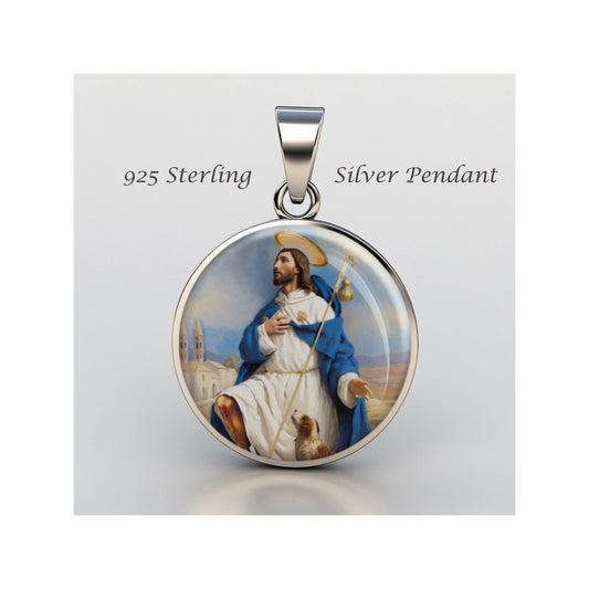 Saint Roch Religious Christian sterling silver 925 Christian Medal Patron Pendant