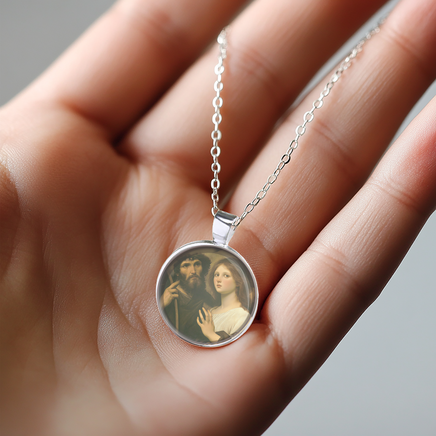 St. Roch With Angel Necklace Catholic Saint Pendant Medal image 3