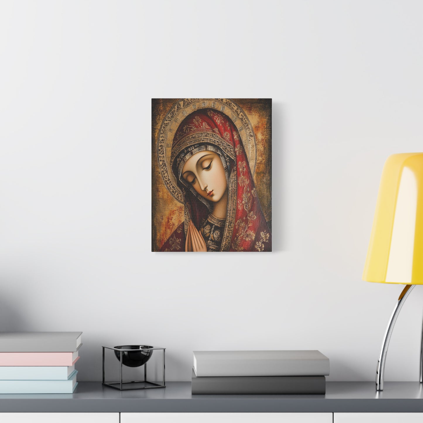 Holy Mary Icon in Byzantine Style - Canvas Wall Art, Christian Decor