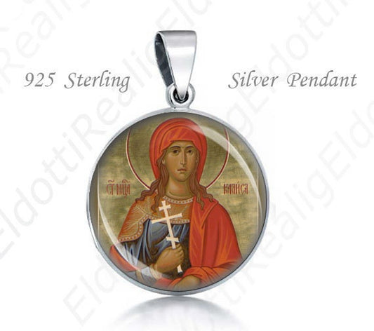 St Kalisa Kalida the Martyr Religious Christian 925 Silver Medal Round Pendant 20mm Jewelry for Necklace