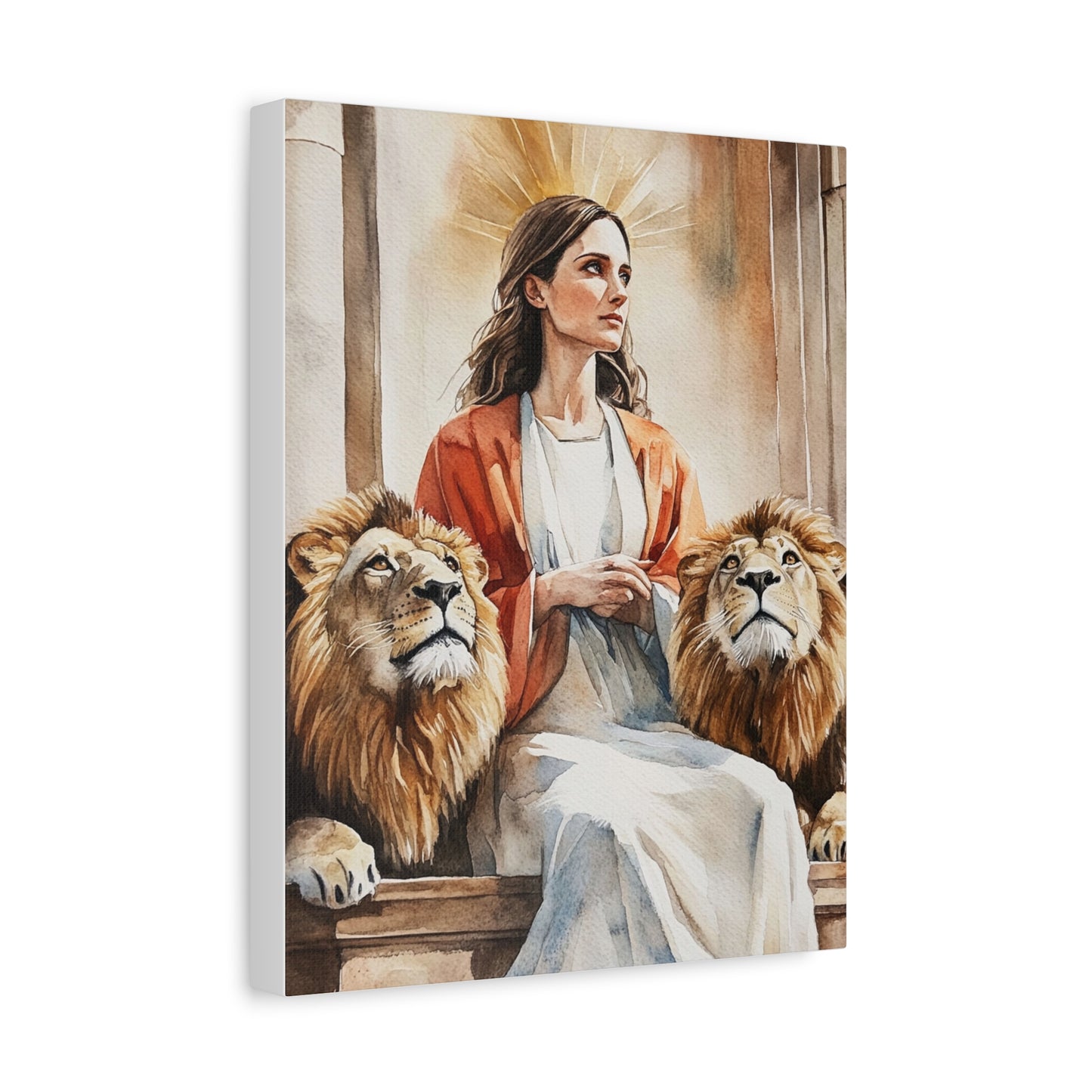 Ready To Hang - St. Prisca with Lions Catholic Canvas Wall Art, Christian Decor