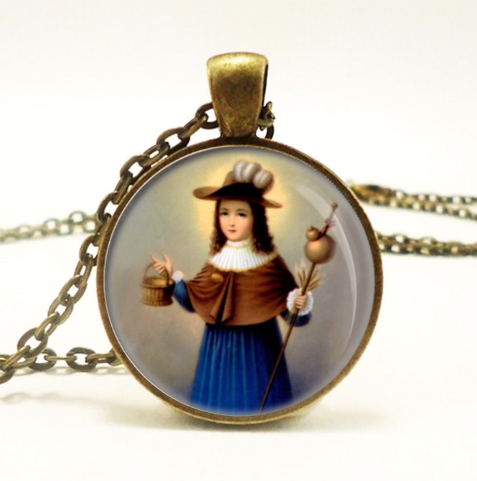 Santo Nino de Atocha / Holy Child of Atocha Catholic Necklace Christian Pendant 25mm Bronze Medal w Chain NEW