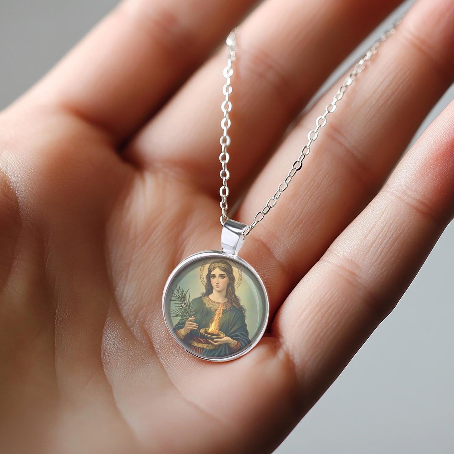 St. Agatha Medal Pendant Necklace
