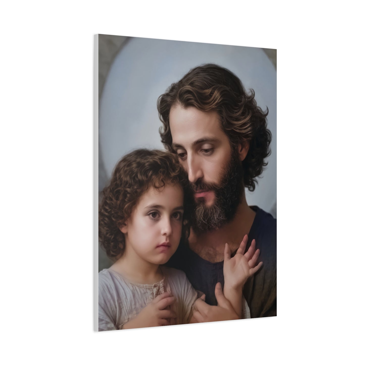 St. Joseph and Baby Jesus Catholic Canvas Wall Art, Print Christian Decor