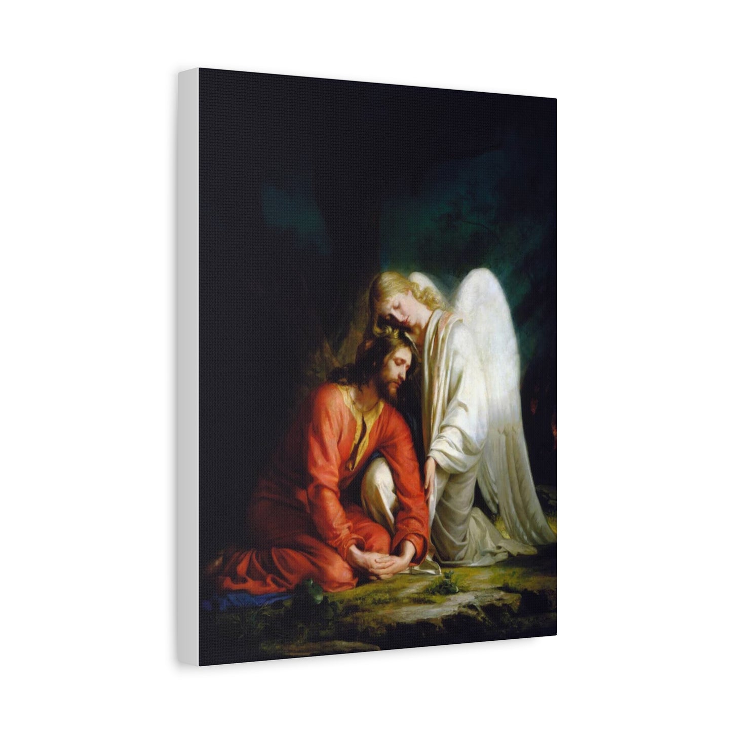 Ready To Hang - Bloch Gethsemane Jesus and Angel Praying - Agony in the Garden Catholic Canvas Wall Art, Christian Decor