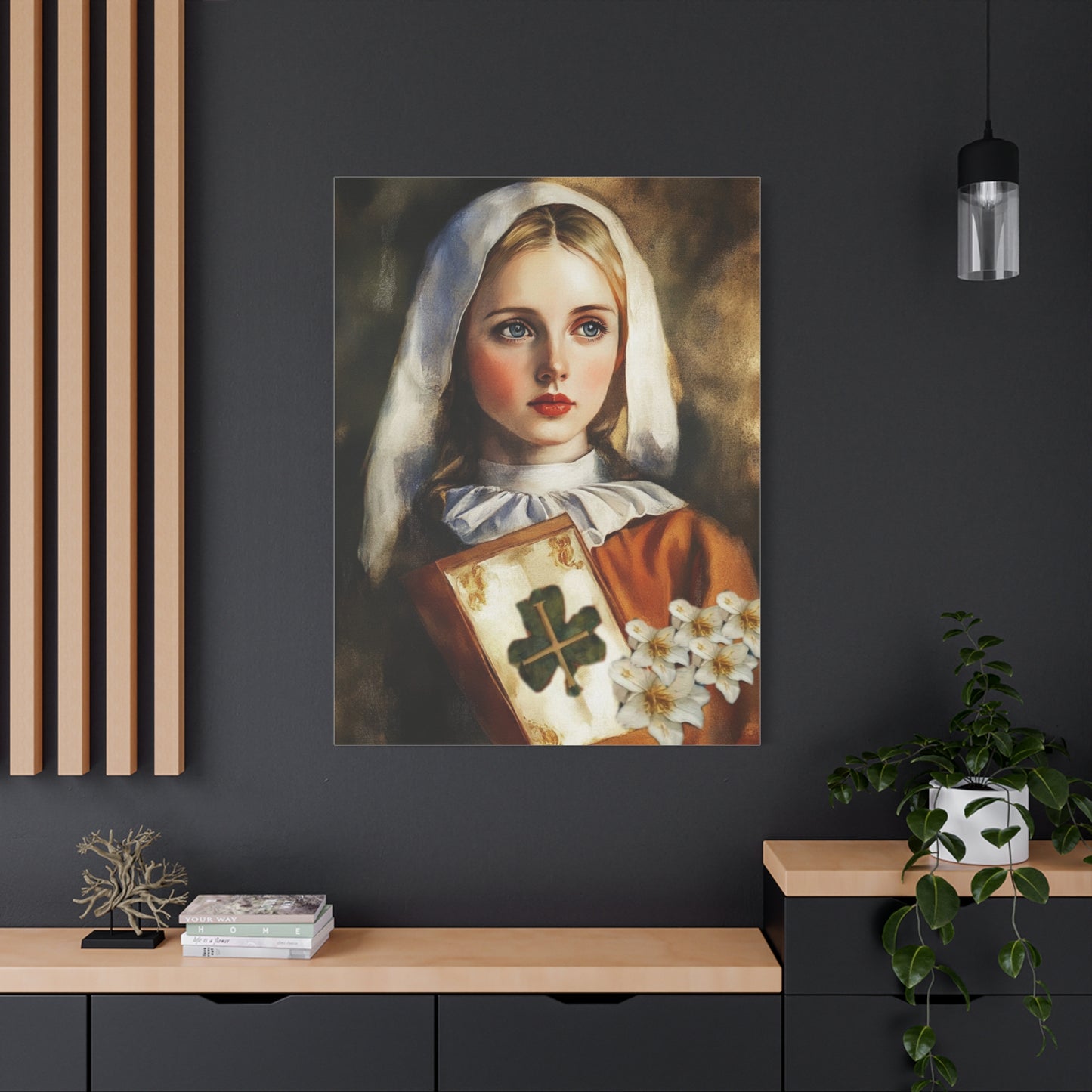 St. Dymphna Catholic Canvas Wall Art, Christian Decor
