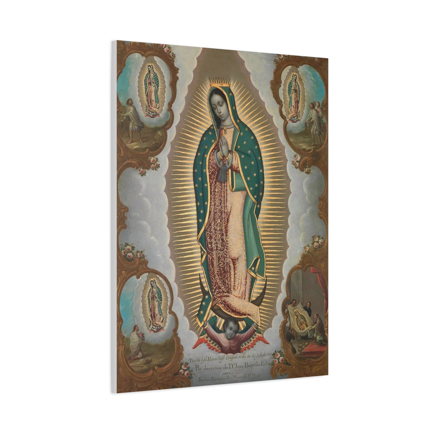 The Virgin of Guadalupe with the Four Apparitions Catholic HQ Print on Canvas Ready To Hang - Virgin Mary Canvas