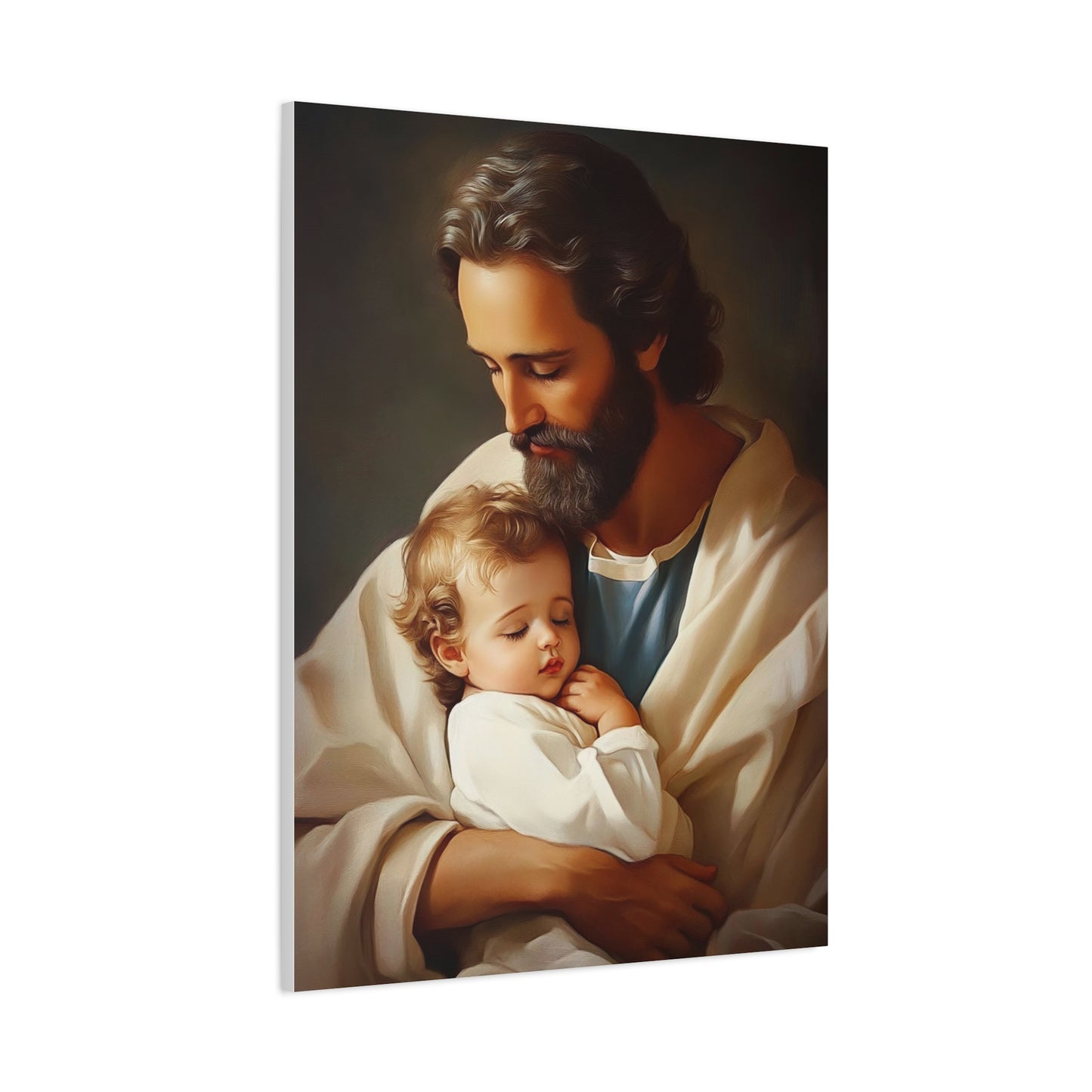 St. Joseph and Jesus Catholic Canvas Wall Art, Christian Decor