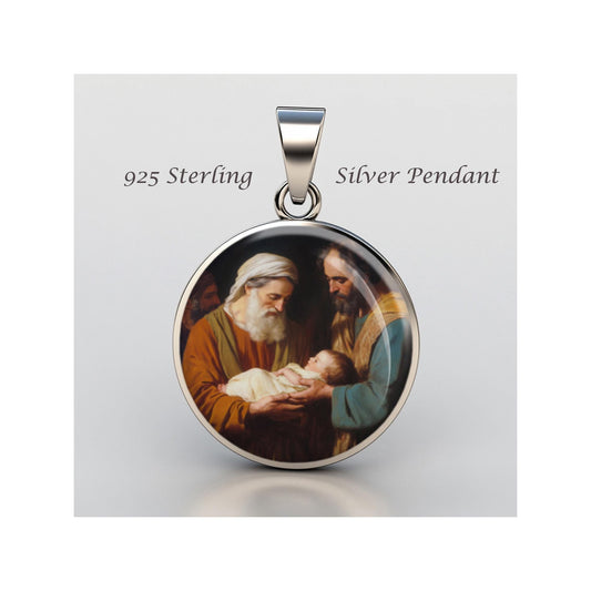 Saint Simeon And Joseph With Baby Jesus Religious Devotional sterling silver 925 Medal