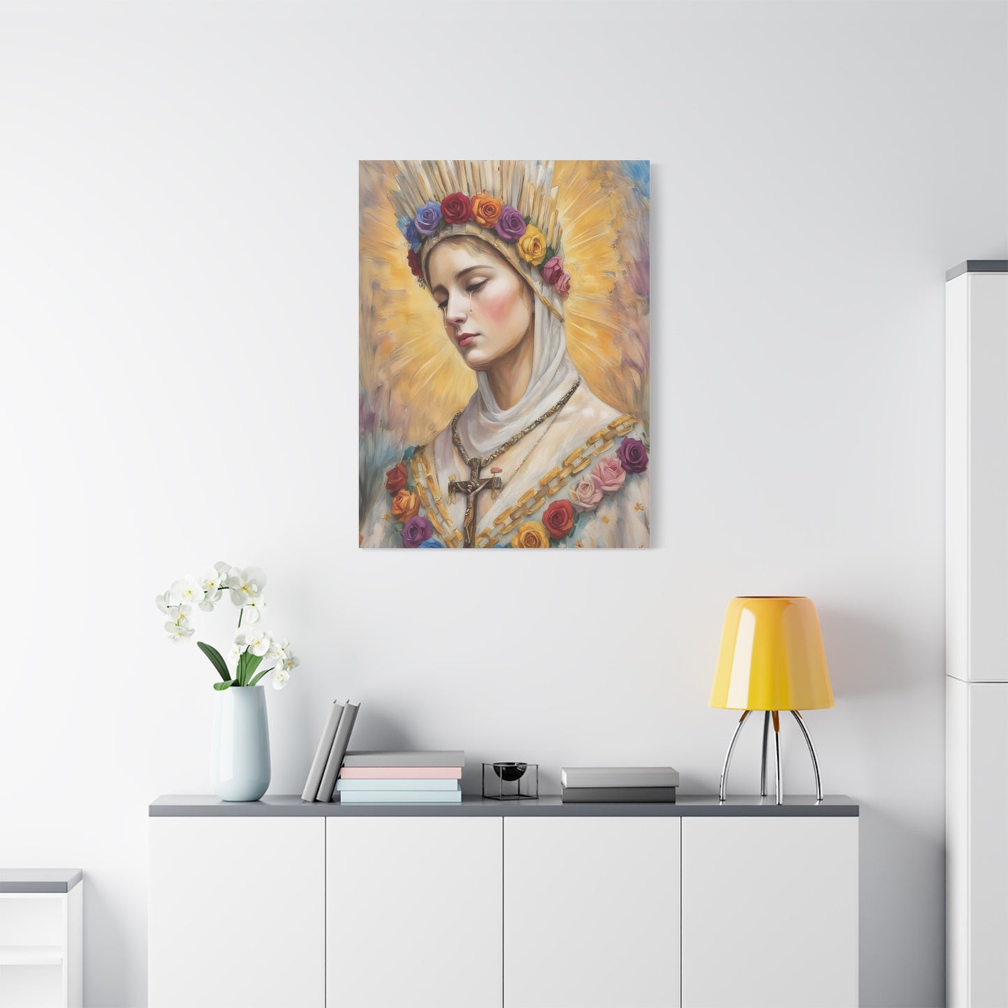 Our Lady La Salette Catholic Canvas Wall Art, Mother Mary Print Christian Decor