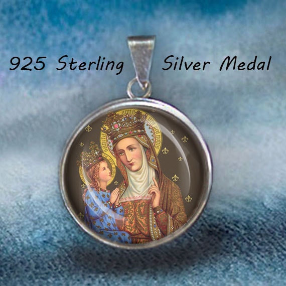St Ann Anne Mother Of Blessed Virgin Mary Religious Christian Medal. Sterling Silver 925 Pendant 20mm