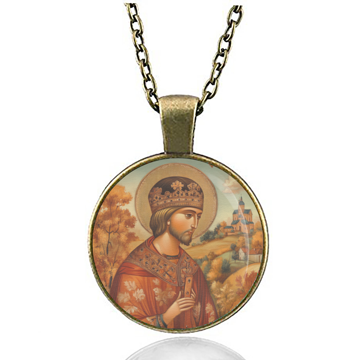 St. Wenceslas Necklace Catholic Saint Pendant Medal image 4