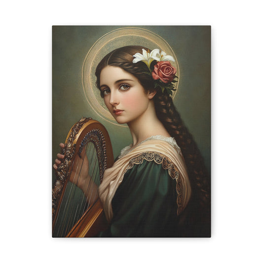 St. Cecilia Catholic Canvas Wall Art, Christian Decor