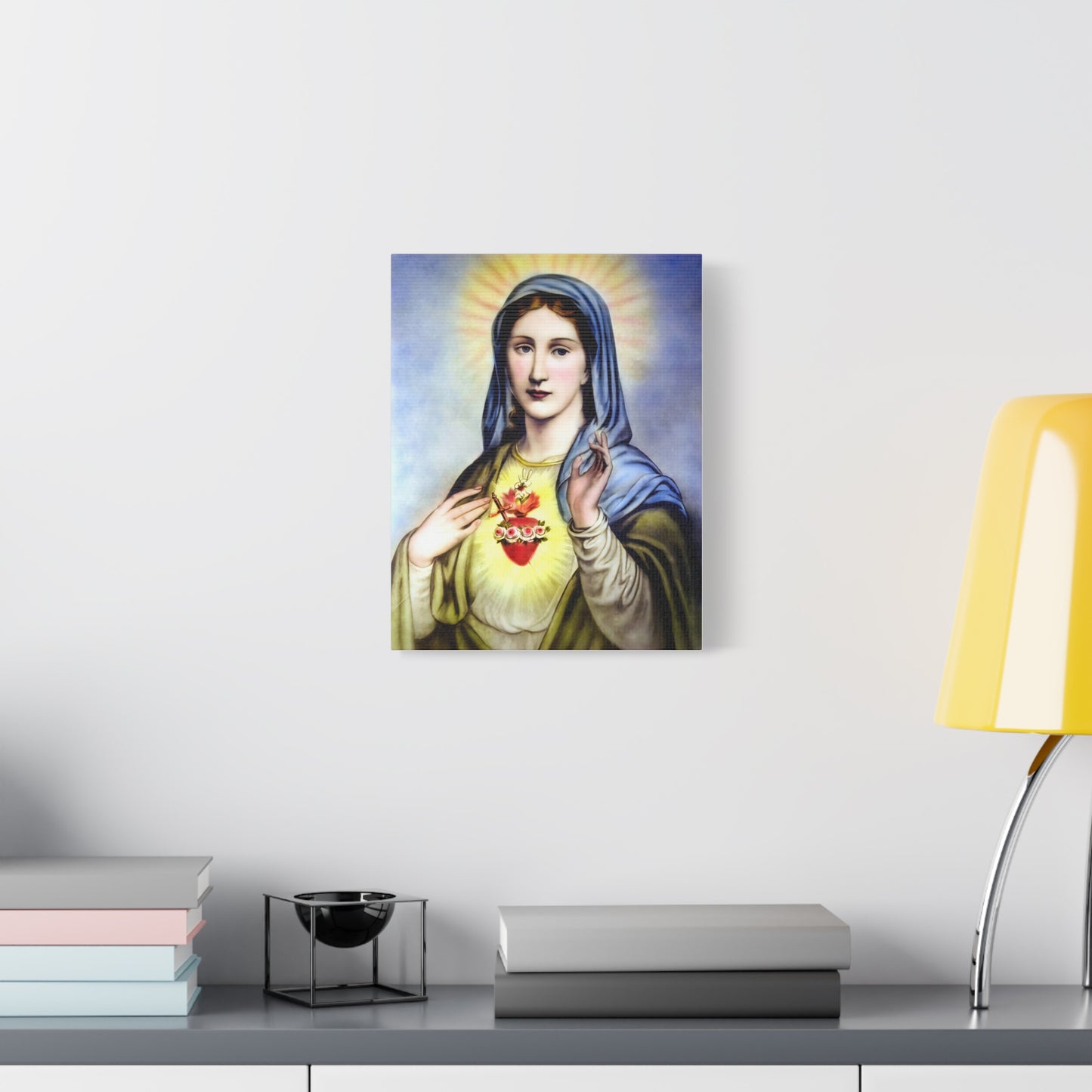 Ready to Hang - Immaculate Heart Virgin Mary Catholic Canvas Wall Art, Christian Decor