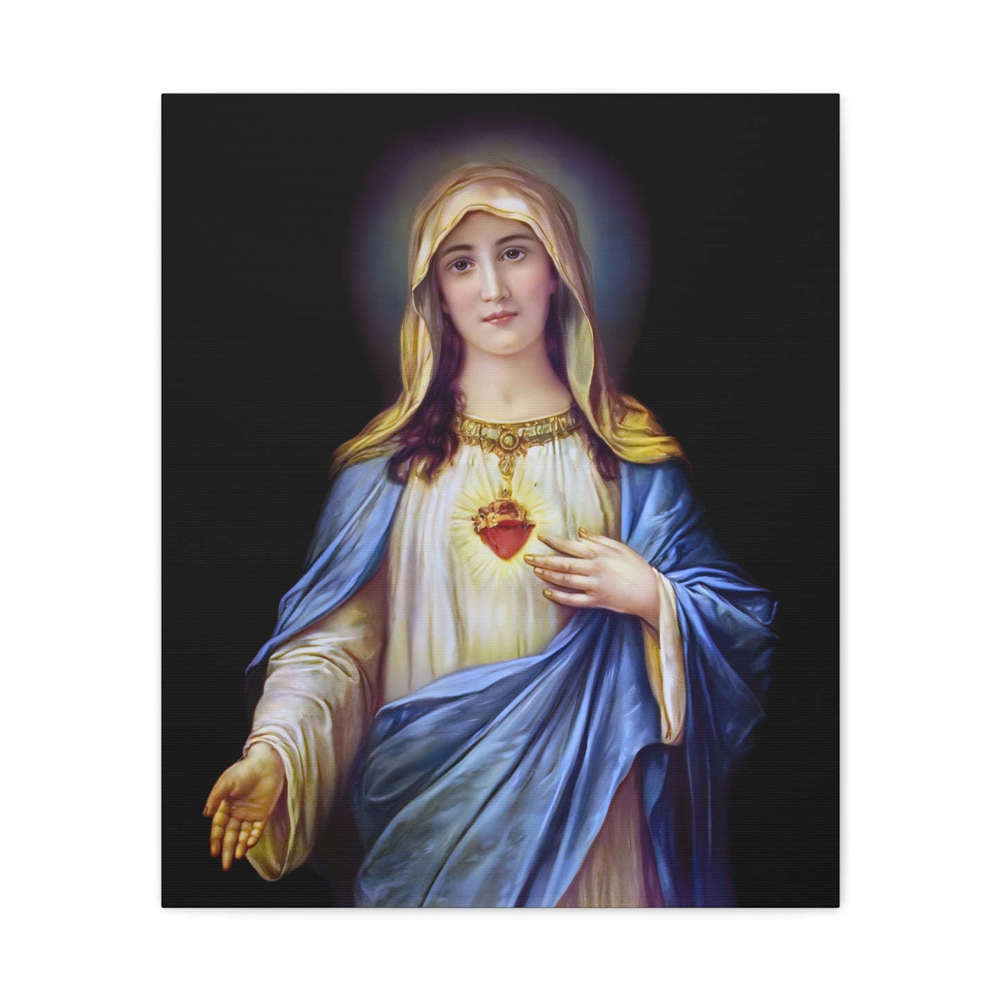 Immaculate Heart Mother Mary - Catholic Canvas Wall Art, Christian Decor