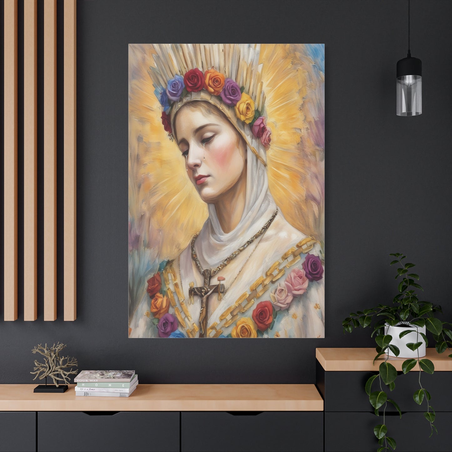 Our Lady La Salette Catholic Canvas Wall Art, Mother Mary Print Christian Decor
