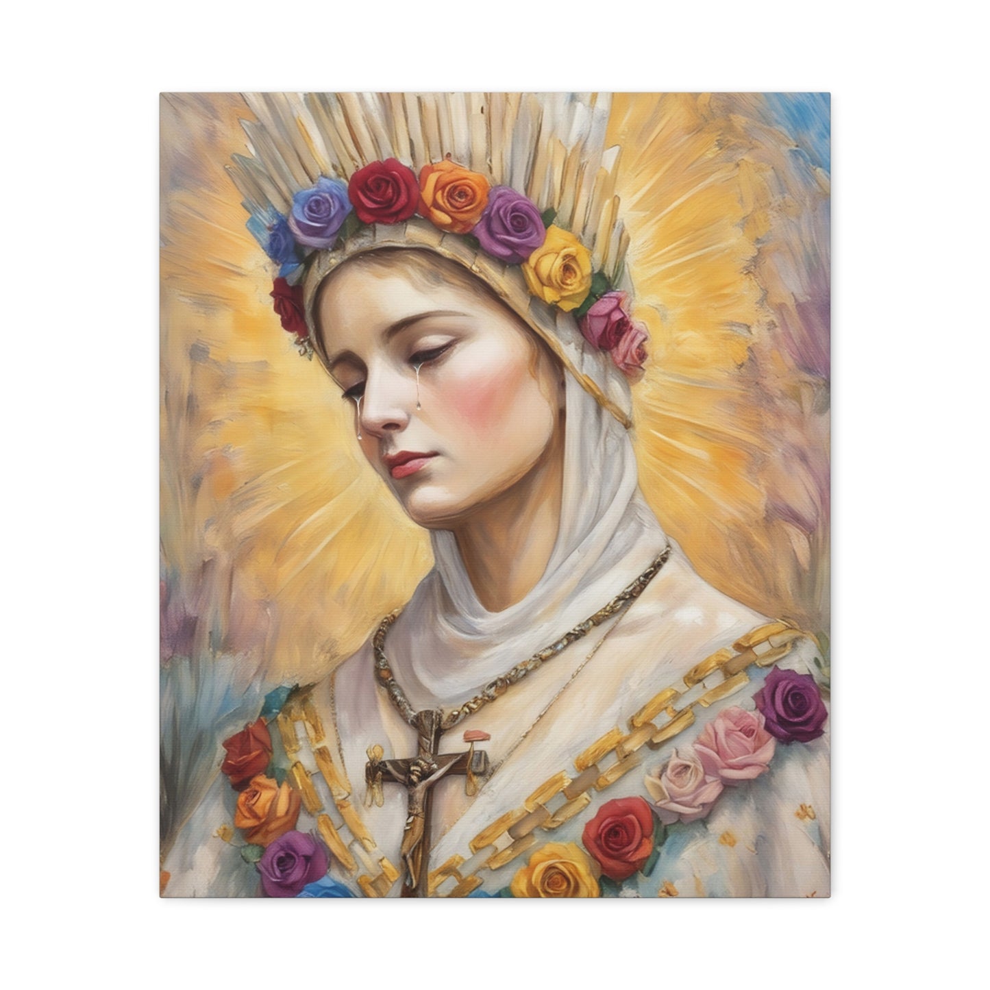 Our Lady La Salette Catholic Canvas Wall Art, Mother Mary Print Christian Decor