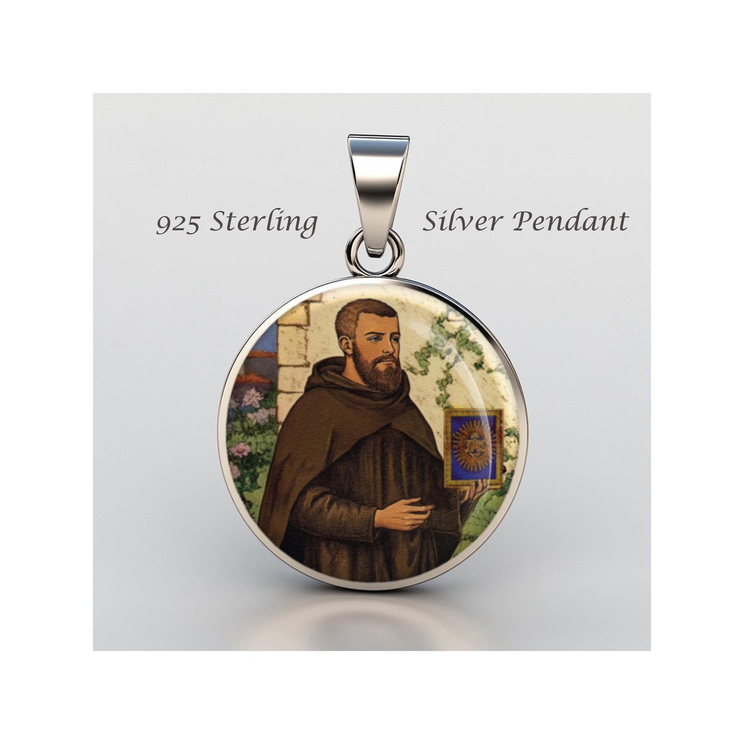 Saint Bernardine Of Siena Religious Devotional sterling silver 925 Christian Medal Patron