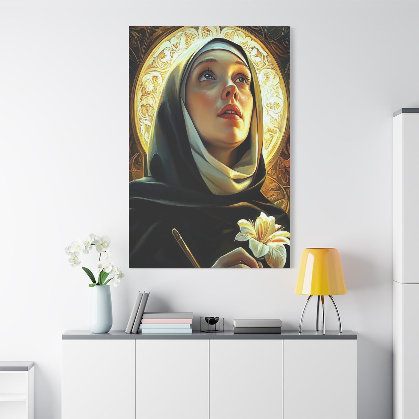 St. Catherine of Sweden Catholic Canvas Wall Art, Christian Decor