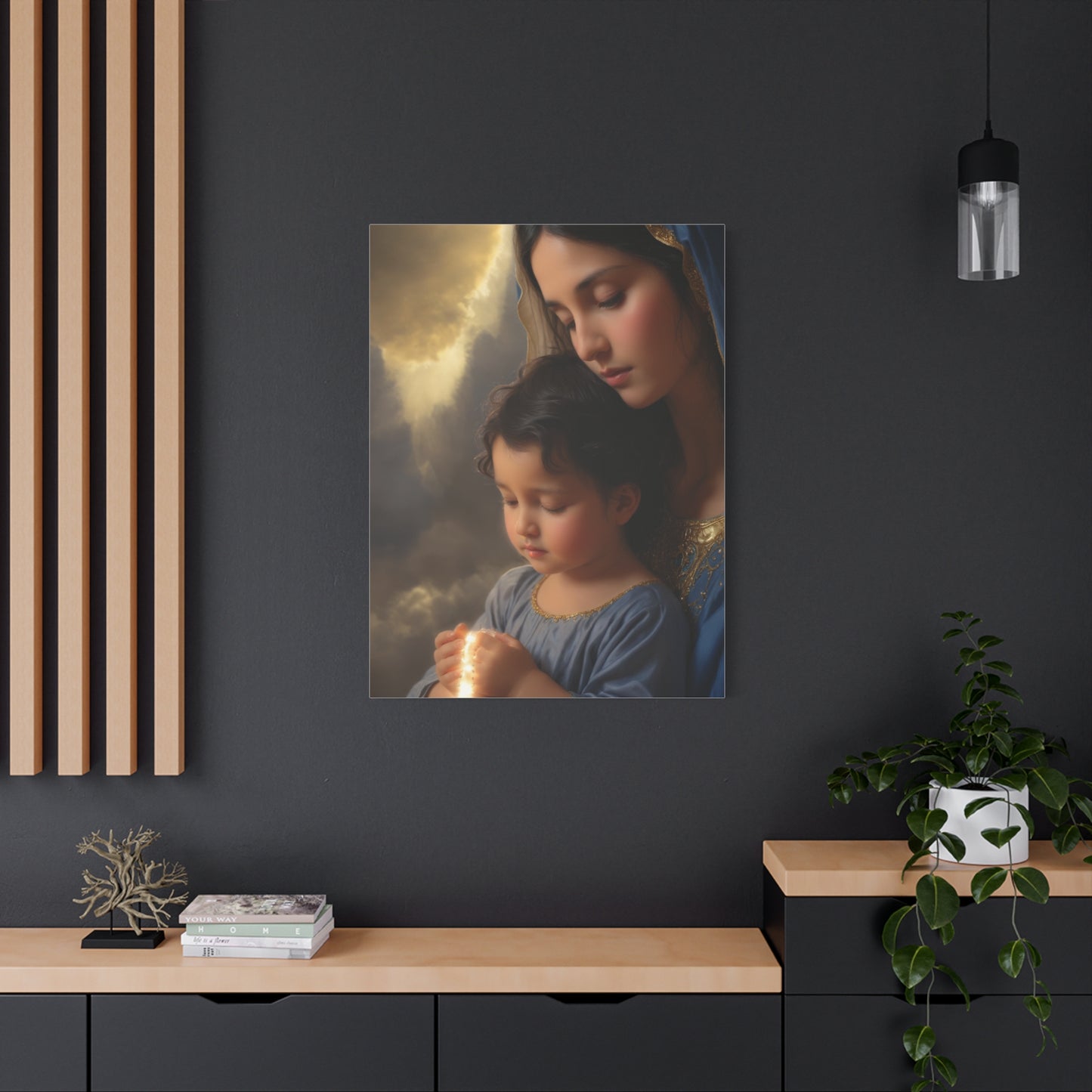 Mary and Baby Jesus Catholic Canvas Wall Art, Christian Decor