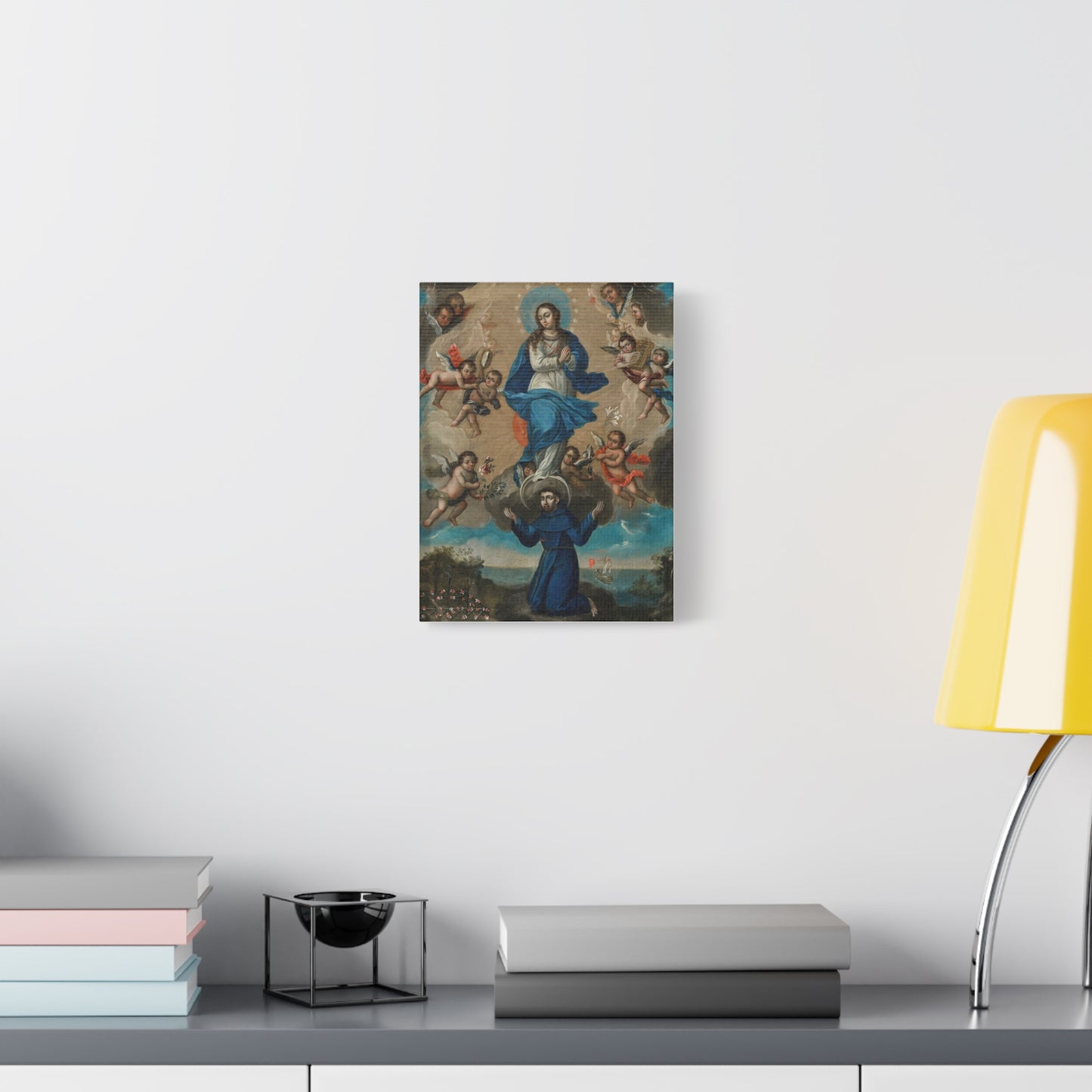 Immaculate Conception with Saint Francis and Angels Catholic HQ Print on Canvas Ready To Hang - Virgin Mary Canvas