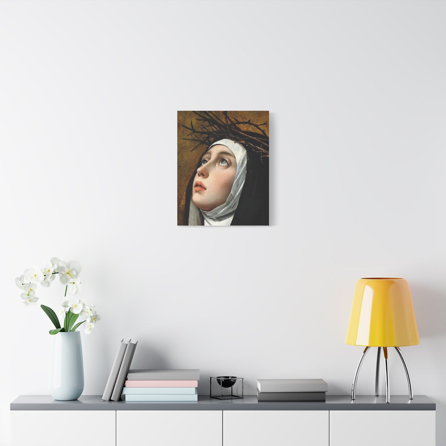 St. Catherine of Siena with Thorns Catholic Canvas Wall Art, Christian Decor