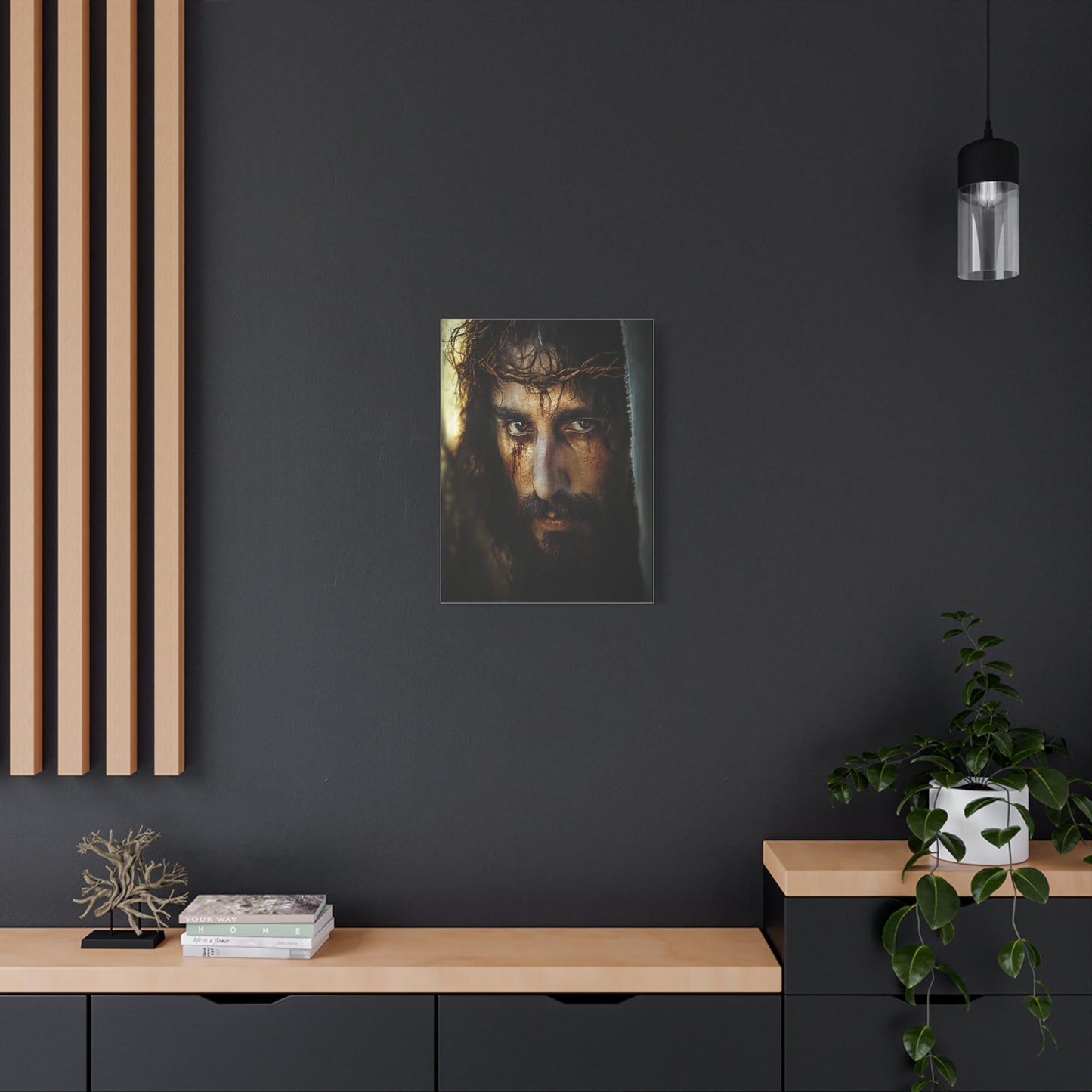 Jesus Christ Our Lord with Crown of Thorns Catholic Canvas Wall Art, Christian Decor