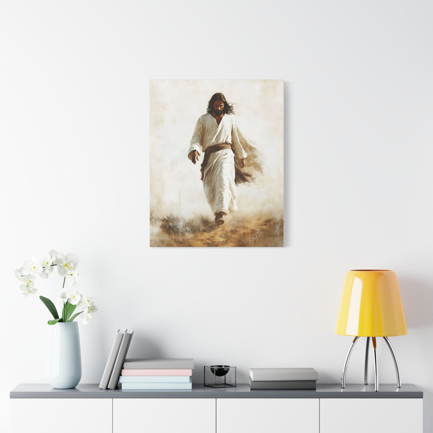 Jesus Christ Walking Through The Desert Catholic Canvas Wall Art, Christian Decor