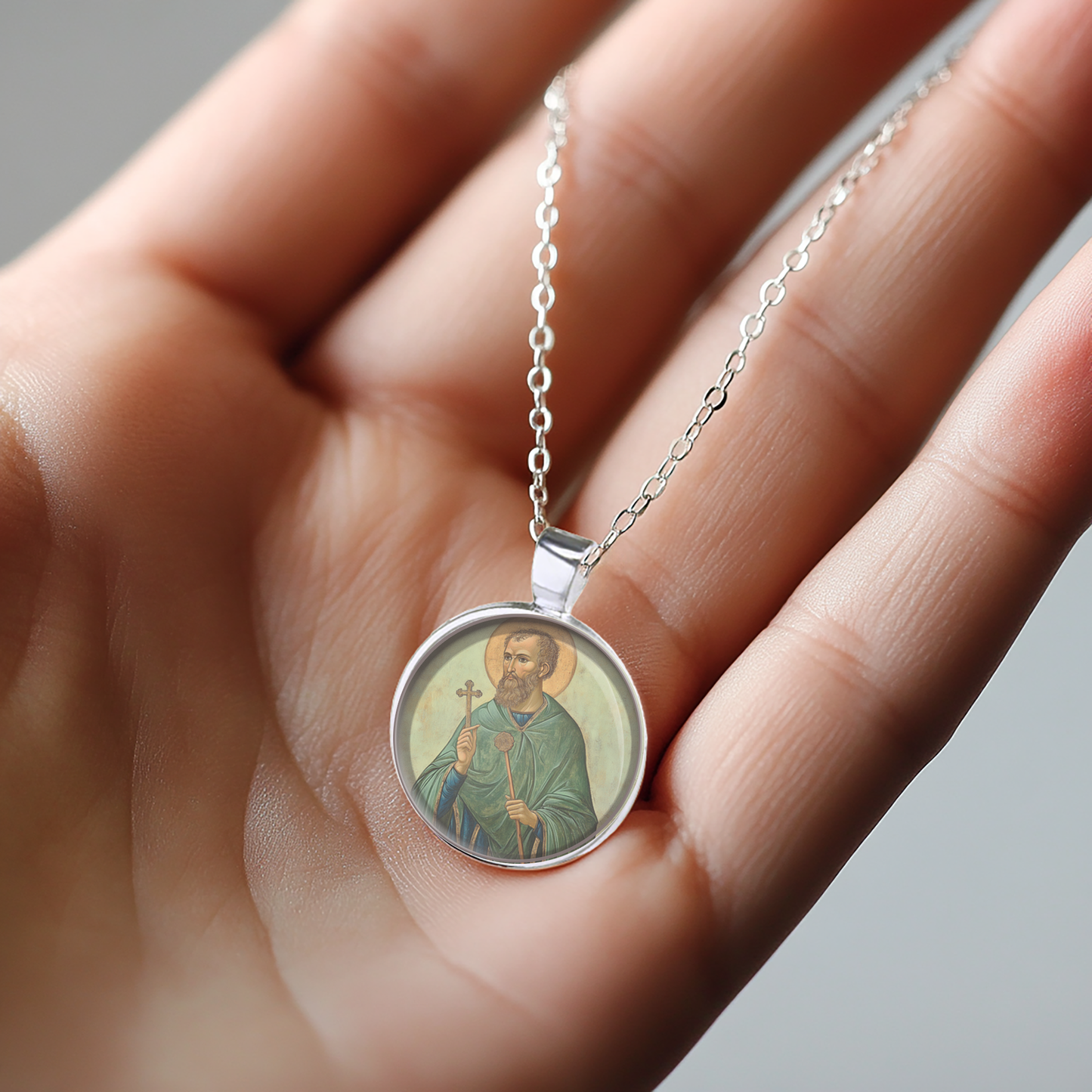 St. Aidan Necklace Catholic Saint Pendant Medal image 3