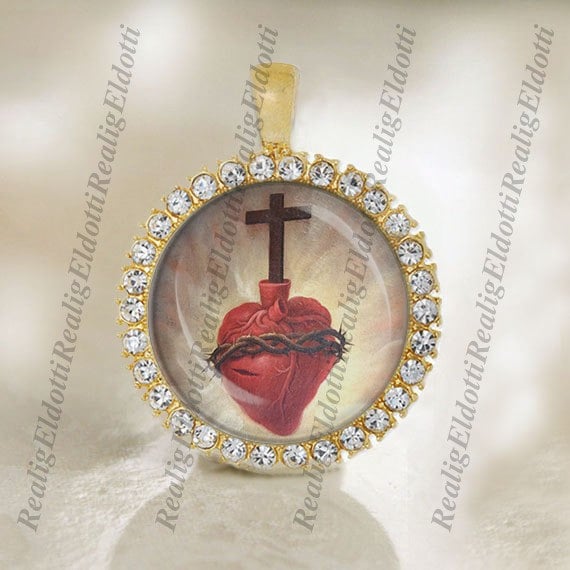 Jesus Christ Sacred Heart Religious Christian Catholic Gold Medal Pendant Jewelry