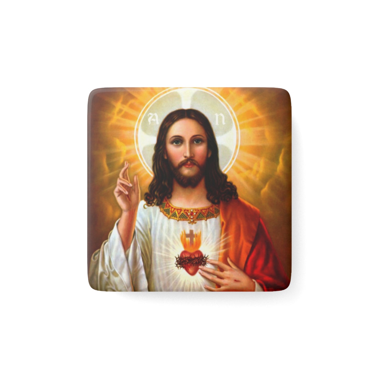 Porcelain Magnet, Square - Christ Sacred Heart, Religious, Christian, Spiritual, Catholic, Devotional, Fridge Magnet