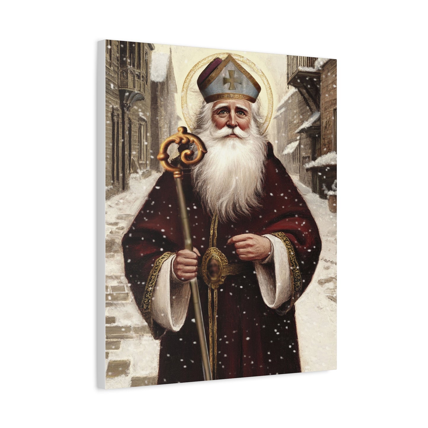 St. Nicholas of Bari Religious Canvas Wall Art, Christian Decor