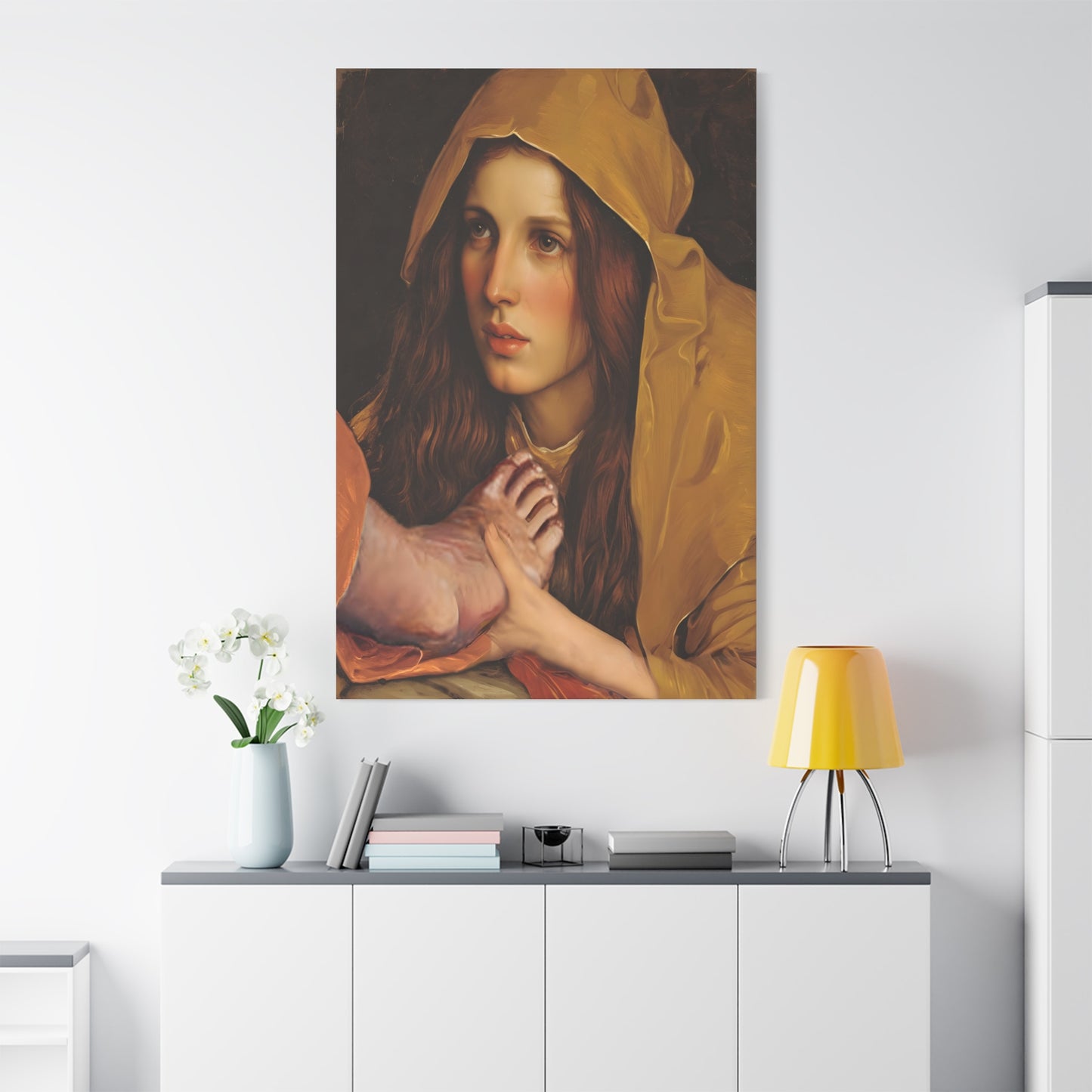 St. Mary Magdalene Anointing Jesus Feet Catholic Canvas Wall Art, Christian Decor