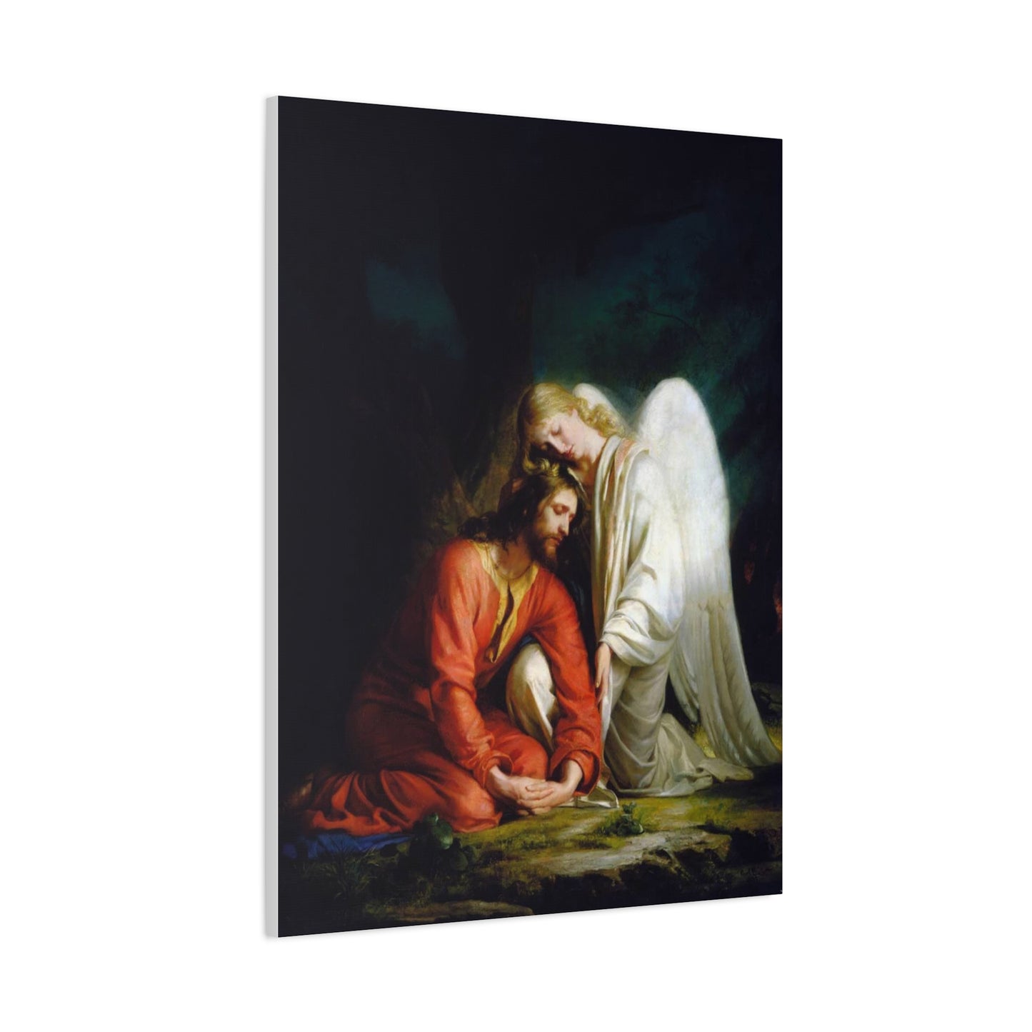 Ready To Hang - Bloch Gethsemane Jesus and Angel Praying - Agony in the Garden Catholic Canvas Wall Art, Christian Decor