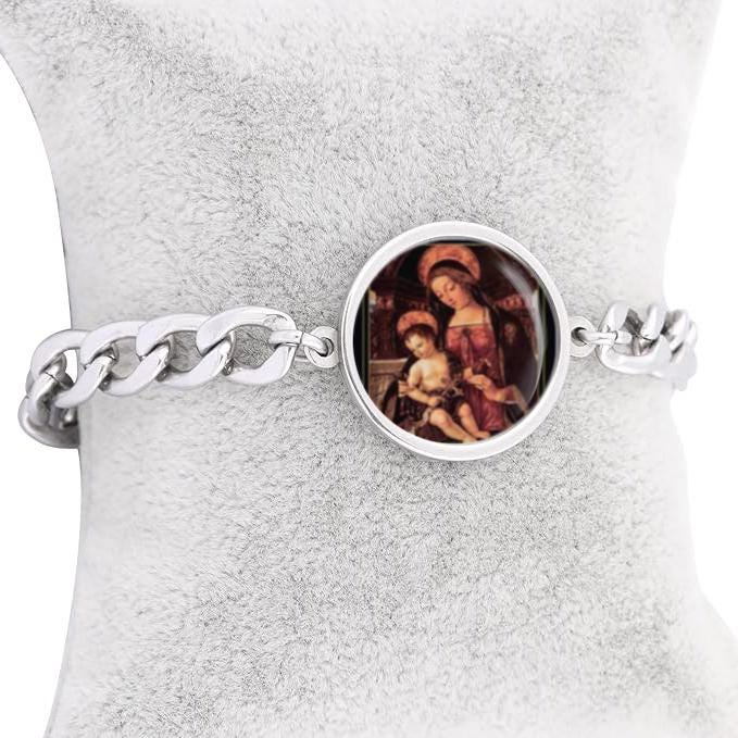 Our Lady Consolation Catholic Bracelet Gold or Silver tone Religious Jewelry Simple Chain