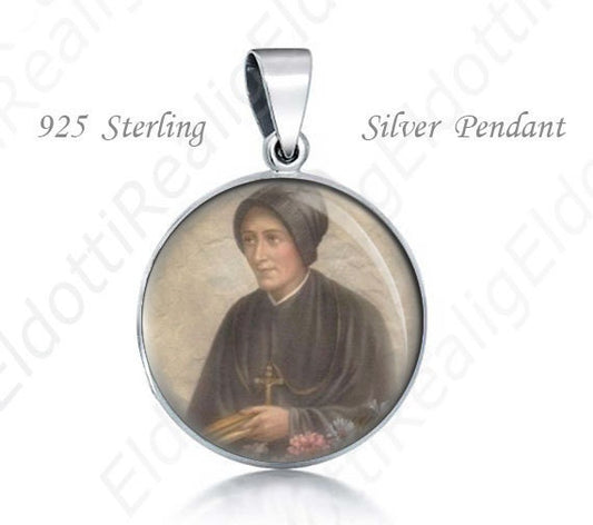 St Vincenza Gerosa Religious Christian 925 Sterling Silver Medal Round Pendant 20mm Jewelry for Necklace