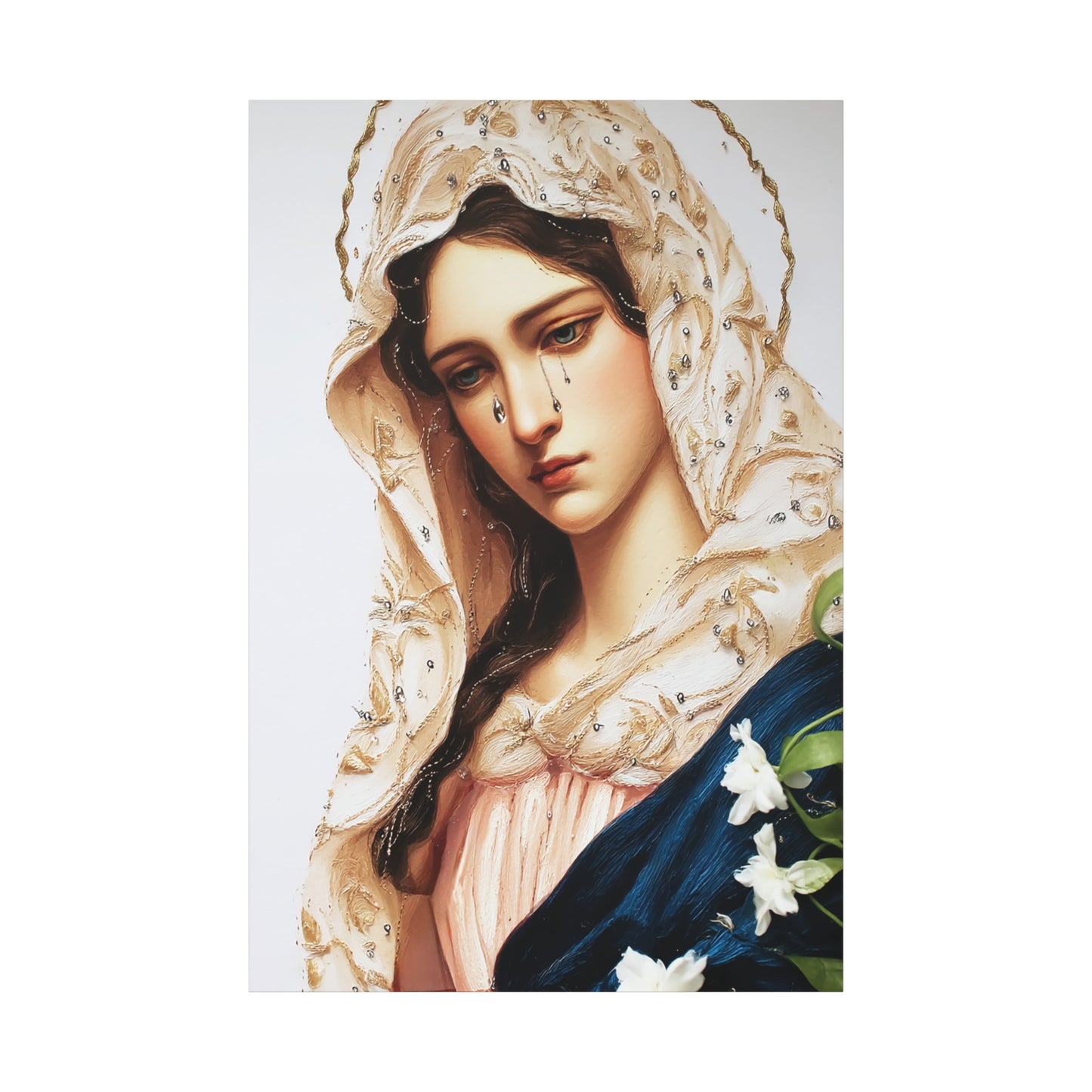 Ready to Hang - Our Lady Tears Catholic Canvas Wall Art, Christian Decor