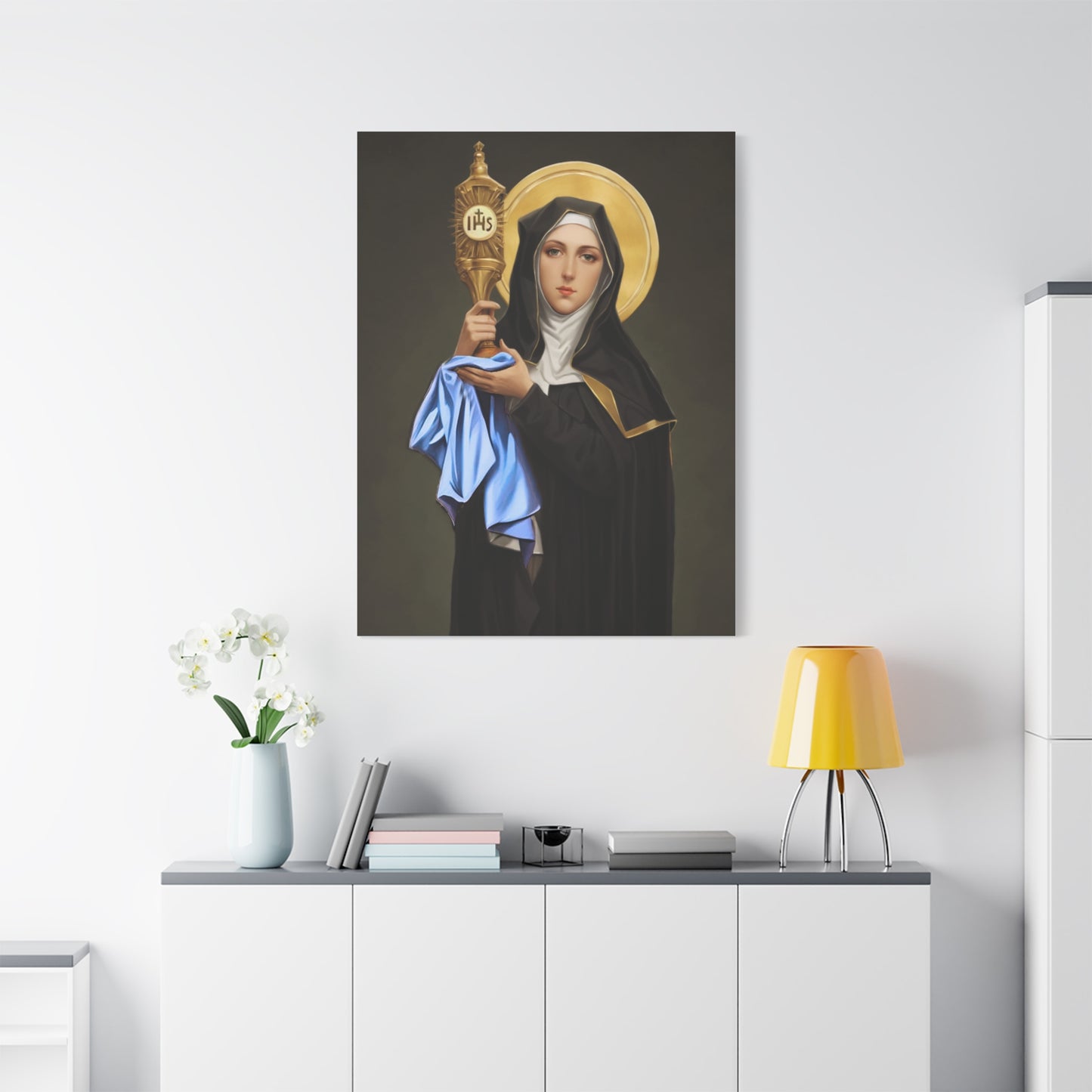 St. Clare of Assisi Catholic Canvas Wall Art, Christian Decor
