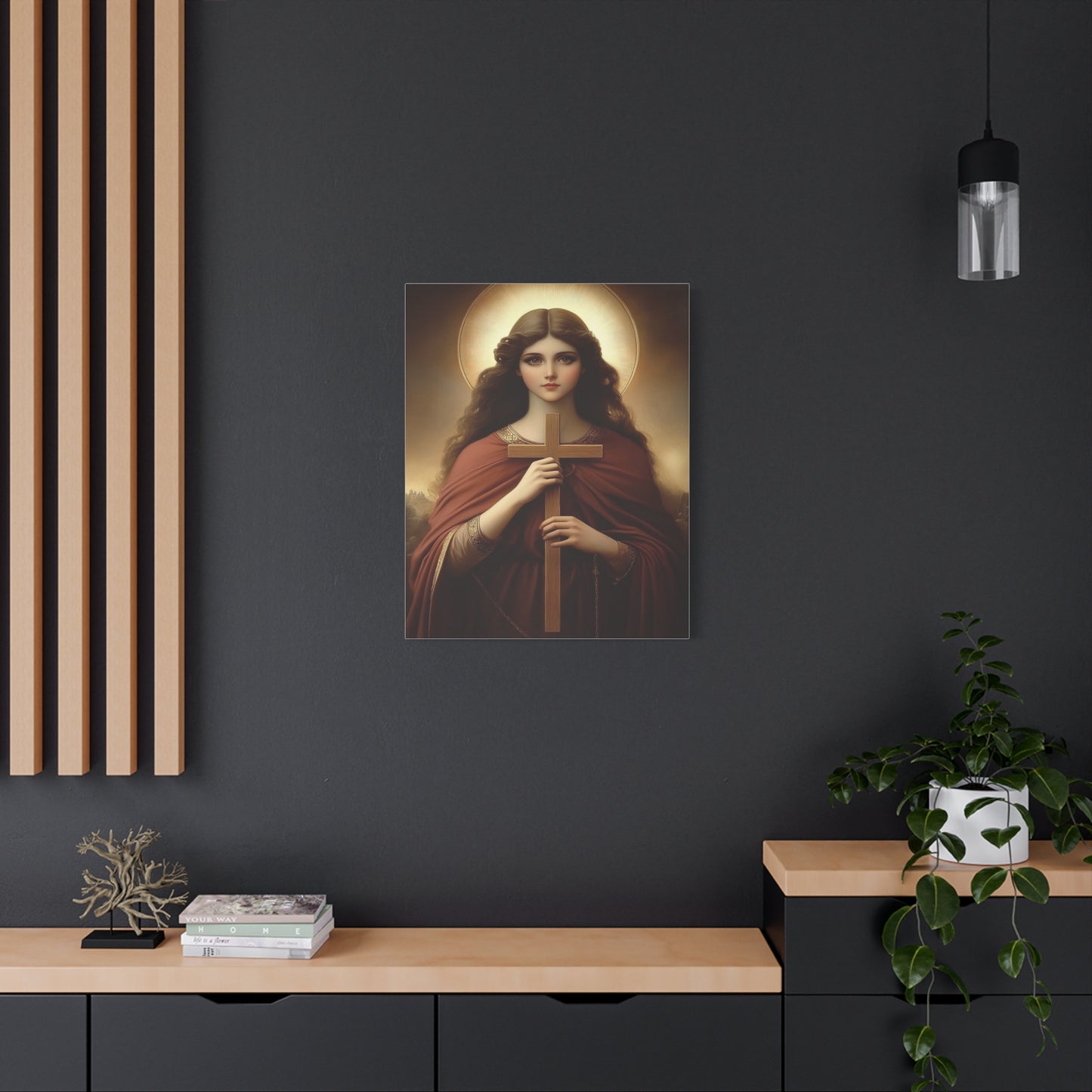 St. Helena and the True Cross Catholic Canvas Wall Art, Christian Decor