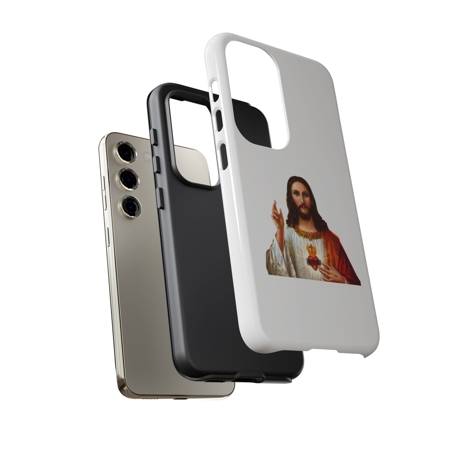 Artistic Phone Case Featuring Jesus, Tough Phone Case, Christian Gift, Religious Phone Cover, Inspirational Phone Accessory, Unique Jesus